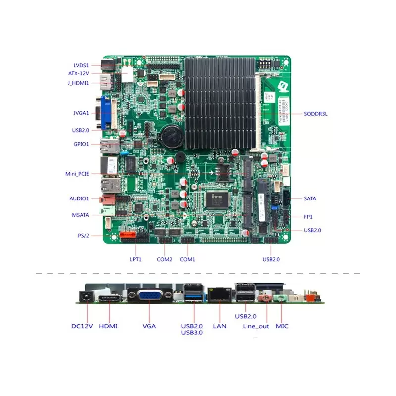 مادربردچهار هسته ای j1900 بدون فن صنعتی/2 پورت کام/ مدل kc5001 - کویر کامپیوتر