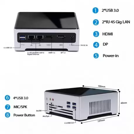 مینی باکس اداری رومیزی خانگی Core i9-9880H DDR4 دارای فن مدل KC5110 - کویر کامپیوتر