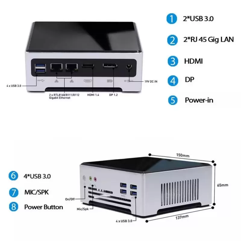 مینی باکس اداری رومیزی خانگی Core i9-10885H DDR4 دارای فن مدل KC5113 - کویر کامپیوتر
