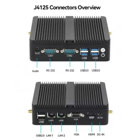 باکس صنعتی و کاربردی و بسیار حرفه ای CPU j4125  با 2پورت لن و 2پورت سریال مدل kc5103- کویرکامپیوتر