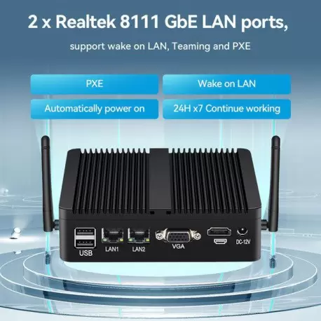 باکس صنعتی و کاربردی و بسیار حرفه ای CPU j4125  با 2پورت لن و 2پورت سریال مدل kc5103- کویرکامپیوتر