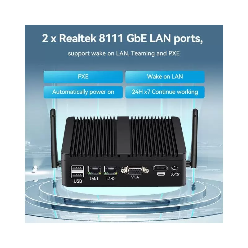 باکس صنعتی و کاربردی و بسیار حرفه ای CPU j4125  با 2پورت لن و 2پورت سریال مدل kc5103- کویرکامپیوتر