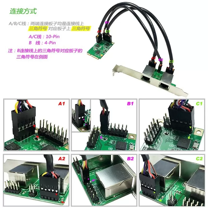 MINI PCI-E to Ethernet 2port board کویرکامپیوتر